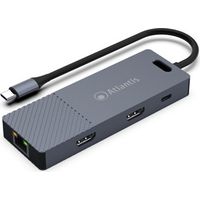 Atlantis Land A04-TCDK48 base para portátil y replicador de puertos Alámbrico USB 3.2 Gen 1 (3.1 Gen 1) Type-C Gris
