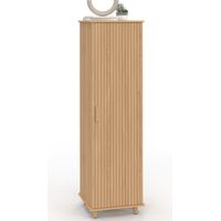 Schrank JULIETTE, 1 Tür, 3 Regale, Latteneffekt, Holzleisten, eichenfarben