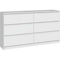 CDF Kommode Malwa M6 140 Farbe: Weiß Schrank für Dokumente, Kleinigkeiten Ideal für Wohnzimmer, Schlafzimmer, Kinderzimmer, Jugendzimmer und Büro 6 geräumige Schubladen