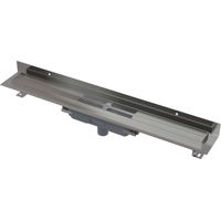 Alca Canaline - Piatto doccia a parete basso 30 cm, con collare fisso a parete, scarico verticale, acciaio inox APZ1116-300