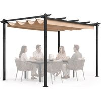 Garden Pergola 3x4m, Steel Frame, Beige Canopy
