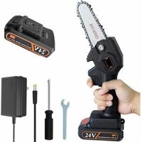 Tronçonneuse électrique sans fil, mini tronçonneuse de 10 cm, petite tronçonneuse portable pour la maison, tronçonneuse alimentée par batterie rechargeable