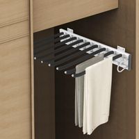 Pull Out Trousers Rack 9 Arms Closet Pants Hanger Bar Stainless Steel Rail Extendable Trousers Hanger for Clothes Towel Scarf Tie, 18.11x12.8in (Right Installation)