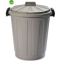 Bidone cilindrico tortora coperchio polipropilene 45 L Dea Home