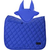 full, blu navy: Set cuffia e sottosella da dressage modello Aura con targhetta DISTINTO più Cappellino omaggio