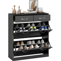 Mueble Zapatero Estrecho Armario de Zapatos con 2 Cajones Abatibles para 12 Pares de Zapatos 80x30x91,5 cm Negro