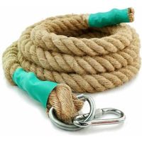 Corda da arrampicata con moschettone, corda da battaglia per allenamento di potenza - Corda per allenamento muscolare, allenamento della forza - 30 mm 3 m..DEBUNS