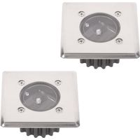 2er-Set LED-Solar-Bodeneinbaustrahler – Quadratisch – 8,5 x 8,5 cm – Edelstahl – 2 Einbaustrahler – IP44