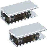 Pince à Verre Support d’Étagère en Verre Support de Tablette Murale Charnière de Porte, Verre Adaptatif de 8-12 mm d'Épaisseur, Finition Polie en Acier Inoxydable, 2 Pcs
