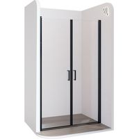 Moments of Glass Puerta de ducha STELLA abatible, rango de ajuste 97-100 cm, altura: 190 cm, vidrio templado ESG 6 mm transparente con nano, perfiles de aluminio negro