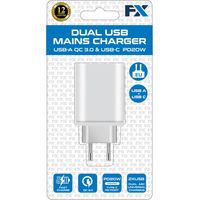 FX Dual EU Main Charger USB-C and USB-A, White