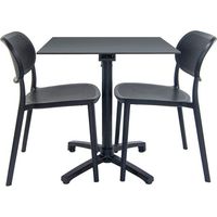 Table pliable gris anthracite + 2 chaises pour terrasse