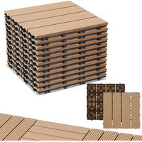 TolleTour 11pcs WPC Terrassenfliesen für Garten Balkon Bodenbelag 30x30cm Teak mit Drainage und Klicksystem