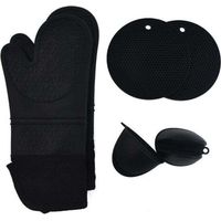 Green Mobility-Ensemble de gants de cuisine, ensemble de 6 maniques, gants de cuisine en coton silicone.