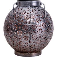 Näve Solar-Gartenleuchte LED mit Dämmerungssensor Blumenmuster 19 cm silber Dekorative Leuchten