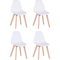 Wokaka Sillas de Comedor - Pack 4 Sillas de comedor- diseño minimalista - blanco - Patas de las sillas de madera de haya