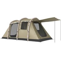 Opblaasbare tent voor 2-4 personen, snel op te zetten, buitentent voor kamperen met luchtpomp, gaasramen, haringen en luifel.