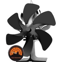 Wood Stove Fan Log Burner Fan Wood Burner Fireplace Fan Big 6 Blades Fan Heat Powered Eco Fireplace Fans Silent for Home Wood Burning/Log Burner/Fireplaces