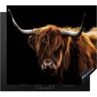 Induction Hob Protector Scottish Highlander - Horns - Black - Animals - Nature - Wild - Cow 58.3x51.3 cm