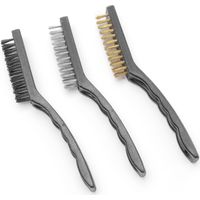 Cepillo para limpiar la parrilla de barbacoa, acero, nailon, latón, juego de 3, longitud 230 mm - Hendi 525531