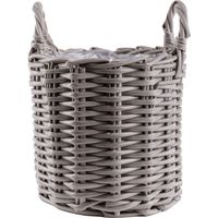 TrendLine Pflanzkorb Blumenkasten Blumentopf Ø 46 x 34 cm Geflochten Grau