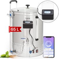 Klarstein Kit Biere a Faire Soi Meme Kit de Brassage Bière Complet avec Cuve de Brassage de 3300W 65L Acier Inoxydable Mode Automatique Kit Fabrication Biere Cuve de Fermentation Kit Brasseur Argent