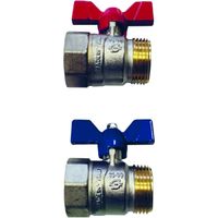 Purmo TempCo Kugelventilset FFJAMVNP44F44H5 1" IG x 1" AG flachdichtend, Durchgang, vernickelt