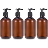 4 x 500ML Plastic Pump Soap Dispenser Empty Bottle with Black Lotion Pump Dispenser for Lotion, Shower Gel, Hand Soap