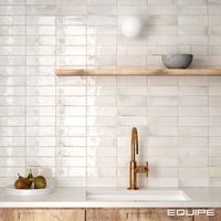 Carrelage mural uni effet rustique 20x6.5cm – Faïence brillante – Boîte de 0.50 m2 – Pour espaces modernes et contemporains – Equipe