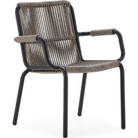 Chaise élégance osier et alu noir et gris - Gris anthracite et noir élégant