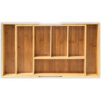 Relaxdays – Range-couverts ajustable en bambou 5 à 7 compartiments – Dimensions H5 x L48,5 x P28 cm – Résistant aux moisissures et antibactérien