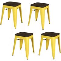 Lot de 4 tabourets en bois et métal design vintage LIV