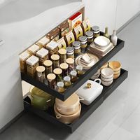 Adhesive Kitchen Drawer Sliding Drawer Cupboard Drawer Telescopic Extendable Drawer 32-52cm B x 42cm W x 7.5cm H Divine Kitchen Organizer (Grey)