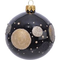 Schwarze Kugeln mit Glitzerplaneten Ø8 cm