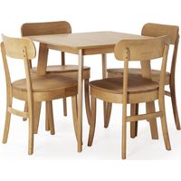 Set tavolo 80x80 cm e 4 sedie da pranzo Nala Rovere