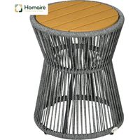 HOMAIRE Gartentisch Bistrotisch Kaffeetisch mit Kunststofftischplatte und verstellbaren Füßen für Terrasse, Dunkelgrau+Natur