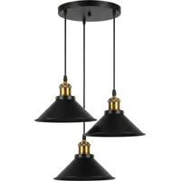 Emitto Pendant Light 3 Lights Height Adjustable Vintage Ceiling Light Black