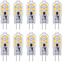 G4 LED-Lampe, 12 V, 2 W, Kaltweiß (6000 K), 200 lm, entspricht 10-20 W Halogenlampe, G4-Sockel, 12 V AC/DC-LED-Lampe für Wohnmobil/Dunstabzugshaube, nicht dimmbar, 10er-Packung