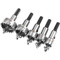 Lochsägen-Set, 5-teiliges HSS-Kobalt-Kernbohrer-Set Ø16/18,5/20/25/30 mm, Lochsäge aus Hochleistungs-Schnellarbeitsstahl, Stahl, Edelstahl, geeignet für Holz, Kunststoff und Metall