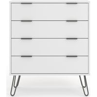4 Drawer Chest of Drawers - Manufactured Wood Fibre Board/Metal - 76.5 x 39.5 x 90.3 cm - White