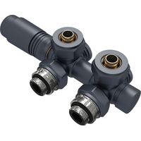 EMKE Heizkörper Multiblock Anthrazit Eck/Durchgang 50mm Inkl. Adapter für 15mm Kupfer & 16mm Pex Verbundrohr