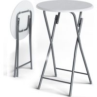 Casaria – Set de 2 tables mange debout 110 cm – Plateau MDF 60 cm – Acier thermolaqué – Résistantes aux intempéries – Pliables pour rangement facile