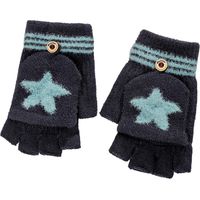 Cartoon convertible flip top gloves Wool knitted fingerless mittens cover girls boys