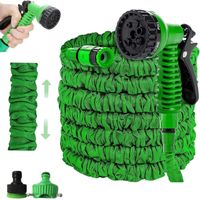 Tuyau d'arrosage, tuyau d'arrosage flexible, tuyau d'arrosage extensible vert, tuyau extensible multifonctionnel, tuyau d'arrosage extensible rétractable (75 pi : 22,5 m, vert)