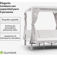 Blumfeldt Tumbona Triple Eremitage protección solar hasta 3 personas marco de aluminio resistente a la intemperie