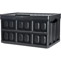 Mophorn Bacs de rangement pliables avec couvercles, 45 L, lot de 3, caisses en plastique pliables avec poignées, très résistantes pour vêtements, jouets, livres, collations, chaussures, épicerie