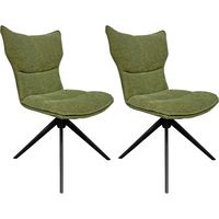 Lot 2 chaises rotatives 360° tissu vert rembourrage ergonomique - PHIL