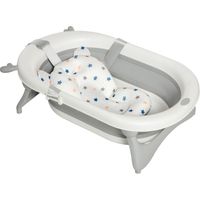 Bañera plegable bébé recién nacido hasta 3 años con tapón termo-sensible cojín gris 81,5x50,5x23,5 cm