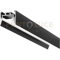 BUCAREST G - PROFILO IN ALLUMINIO SEZIONABILE CON DIFFUSORE AD INCASTRO BIANCO PARETE/SOFFITTO/SOSPENSIONE MT2 COLORE NERO