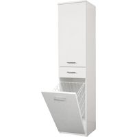 Germanvox colonna bagno/lavanderia 1 anta. 1 cassetto e 1 porta biancheria colore bianco lucido